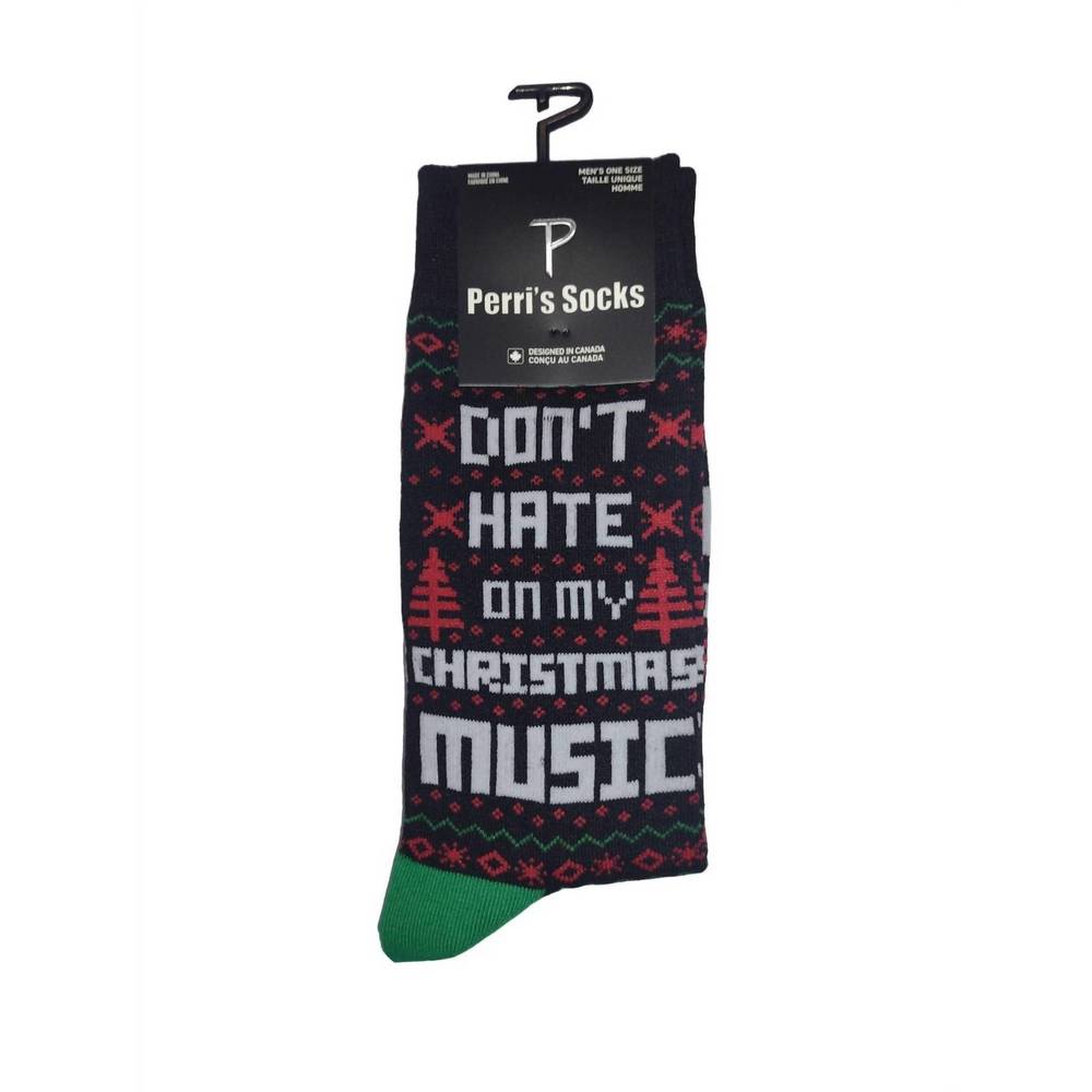 NEW PERRI’S SOCKS men's novelty christmas music crew socks in black